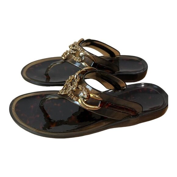 Stuart Weitzman Gold Gem Chain Jelly Sandals - Picture 2 of 9